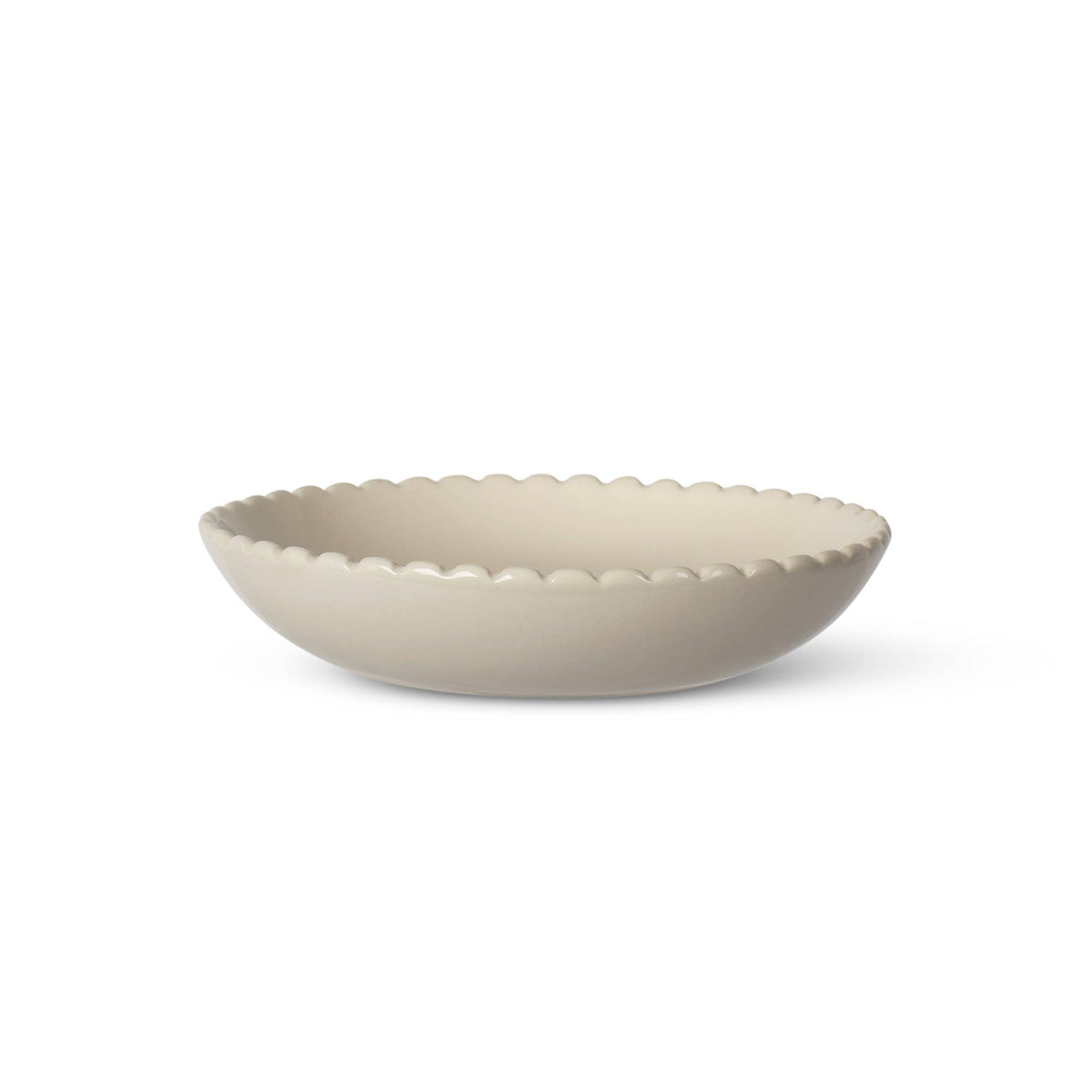 SCALLOPED EDGE IVORY CAT PET BOWL