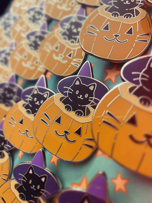 Witch Cat Enamel Pin | Black Cat Pin