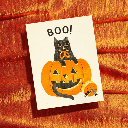 Boo! - Risograph Card - BLANK INSIDE