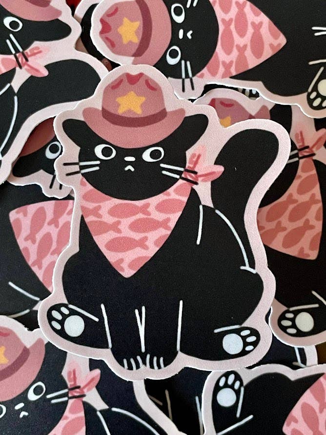 Yee to the Haw Cowboy Cat Matte Weatherproof Vinyl Sticker