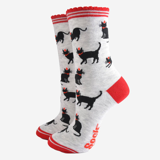 Women's Bamboo Socks Christmas Cats US Size 5-9