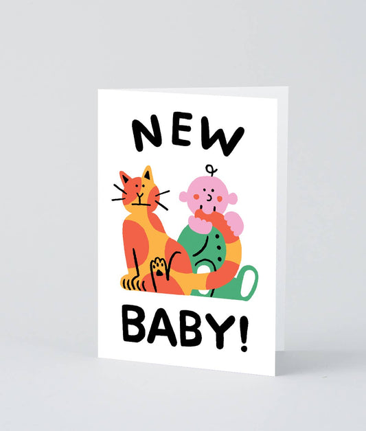 ‘Baby and Cat’ Greeting Card BLANK INSIDE