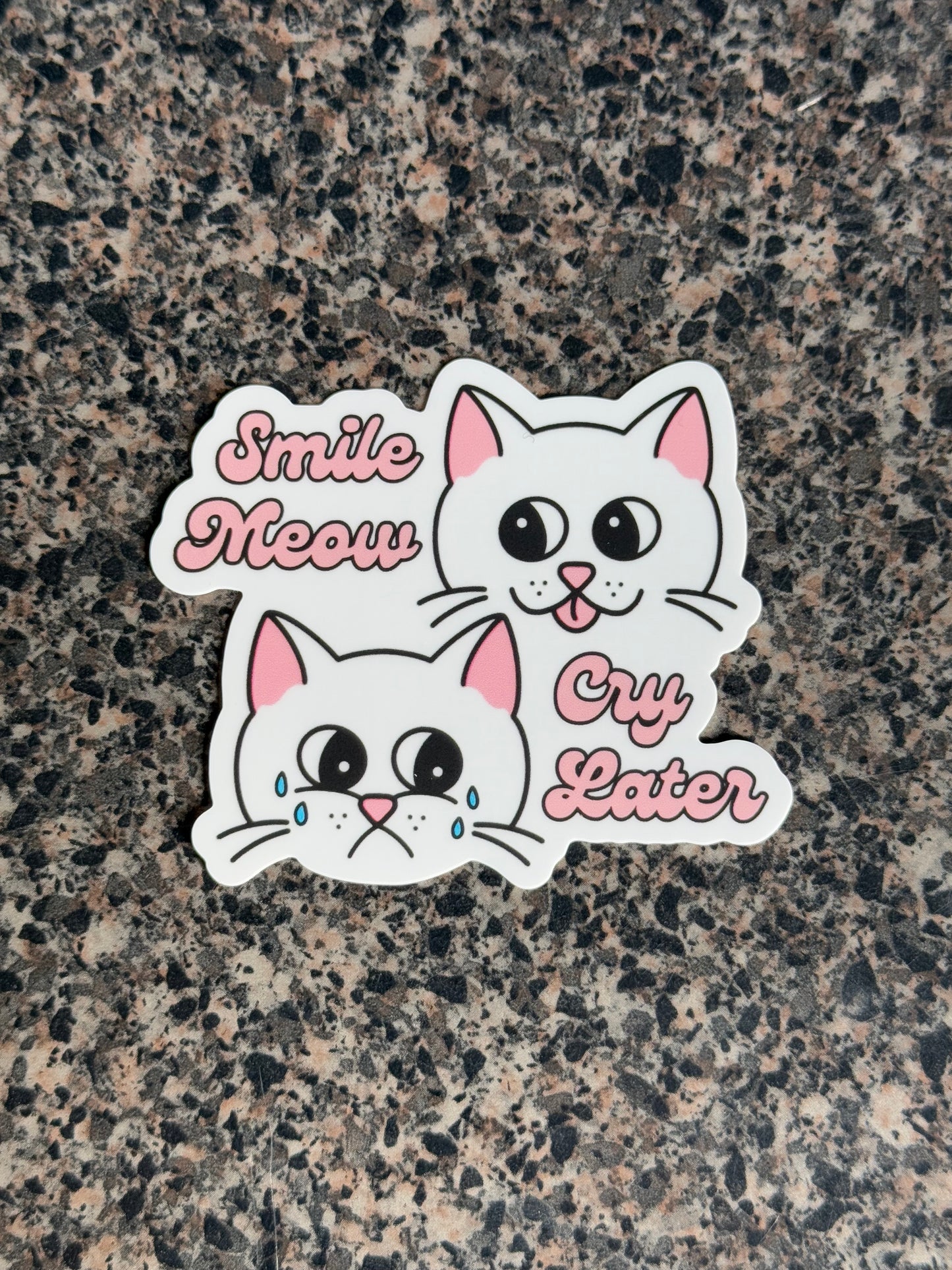 Smile Meow, Cry Later Vinyl Sticker