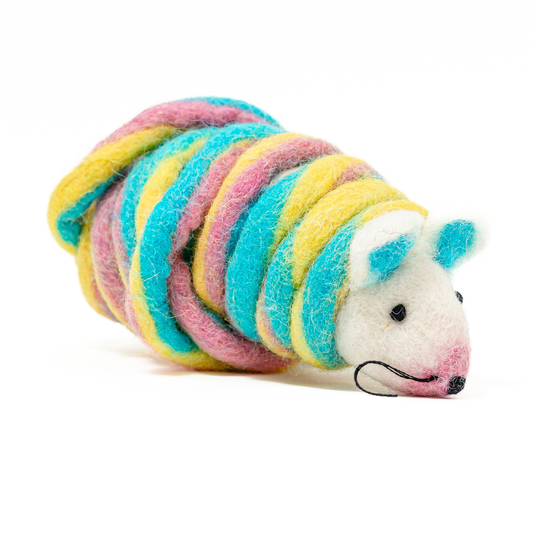 Wool Mouse Cat Toy 6-Foot-Tail - all-red, rainbow, unicorn: Unicorn swirl