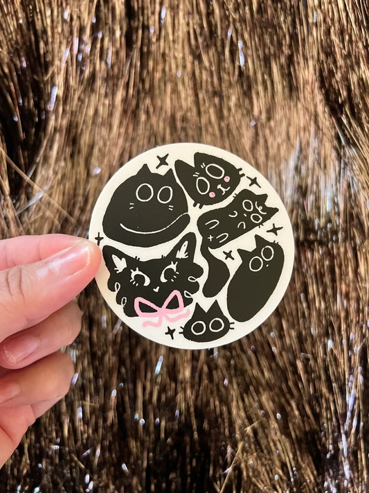 Black Cat Circle Sticker