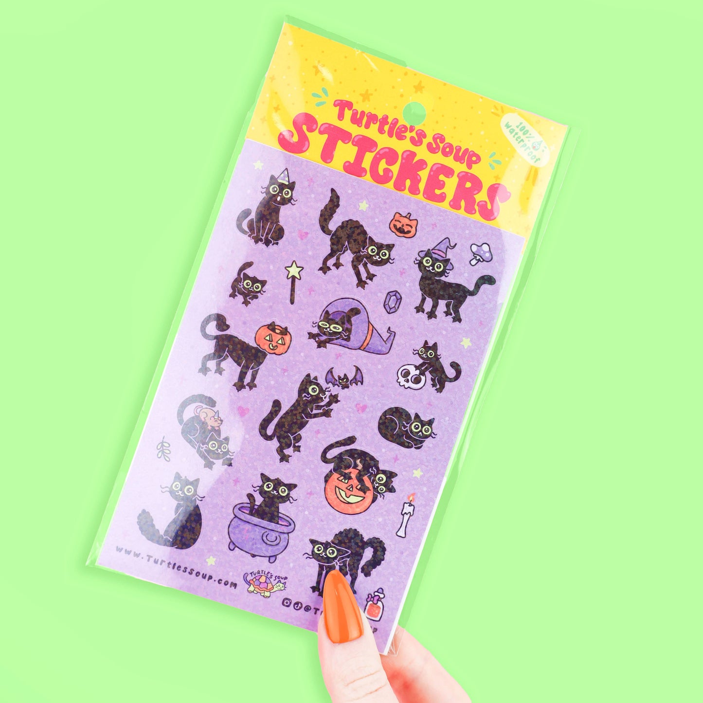Black Cats | Halloween | Kitty Pumpkin Glitter Sticker Sheet