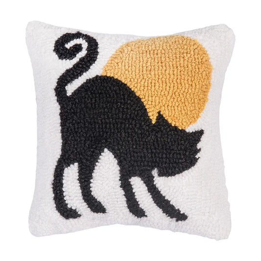 Halloween Black Cat Moonlight Throw Pillow