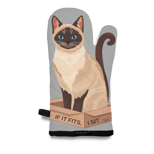 Siamese Kitty Cat - If It Fits, I Sit Oven Mitt  