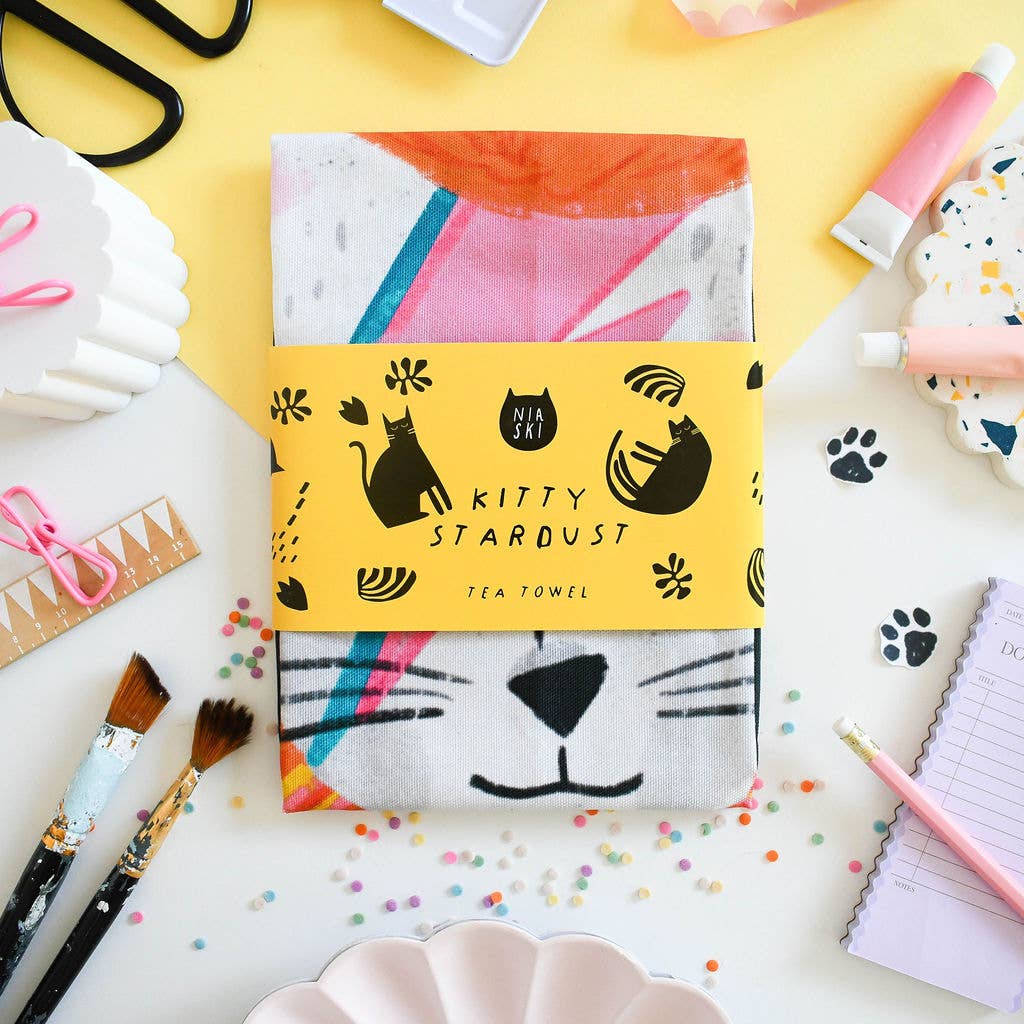 Kitty Stardust Cat Tea Towel