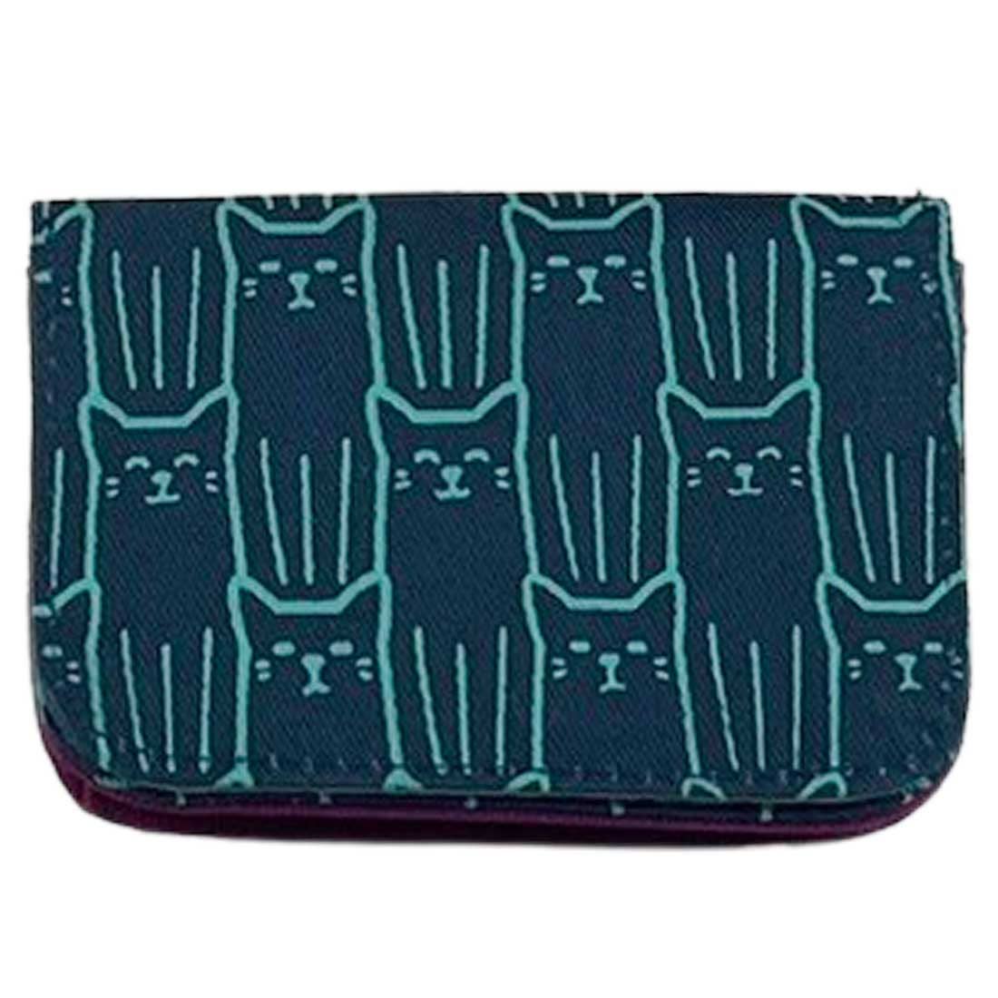 Cotton Canvas Cardholders - Cat Prints - Small Wallet : Army Green