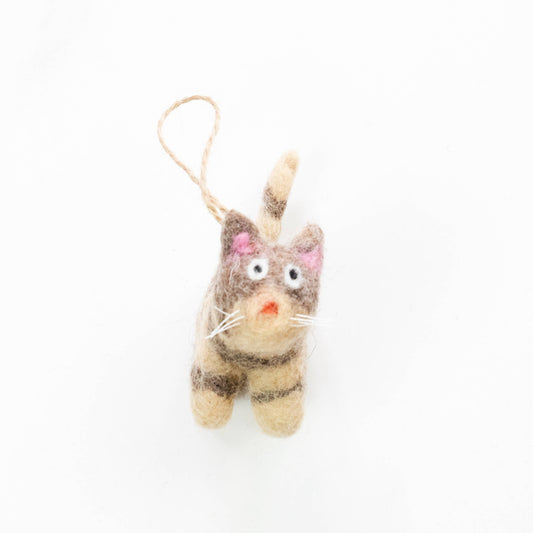 Ornament - Little Felt Cat - Light Gray