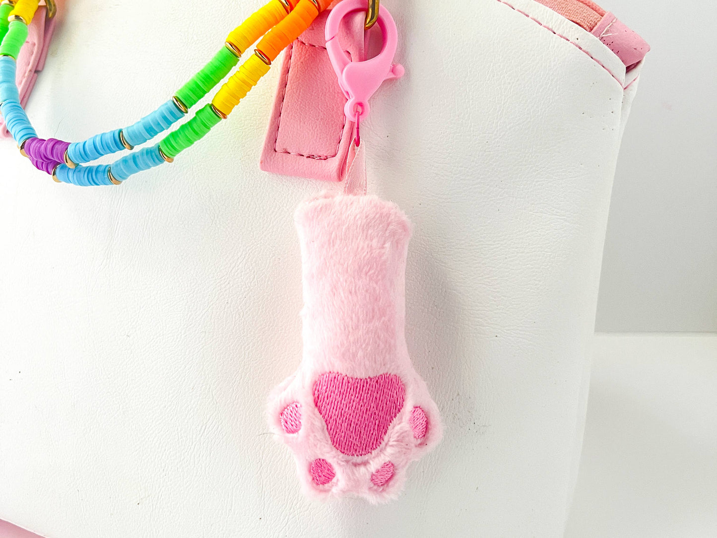 Plush Cat Paw Bag Charm Keychain – Kawaii Kitty Paw: Pink