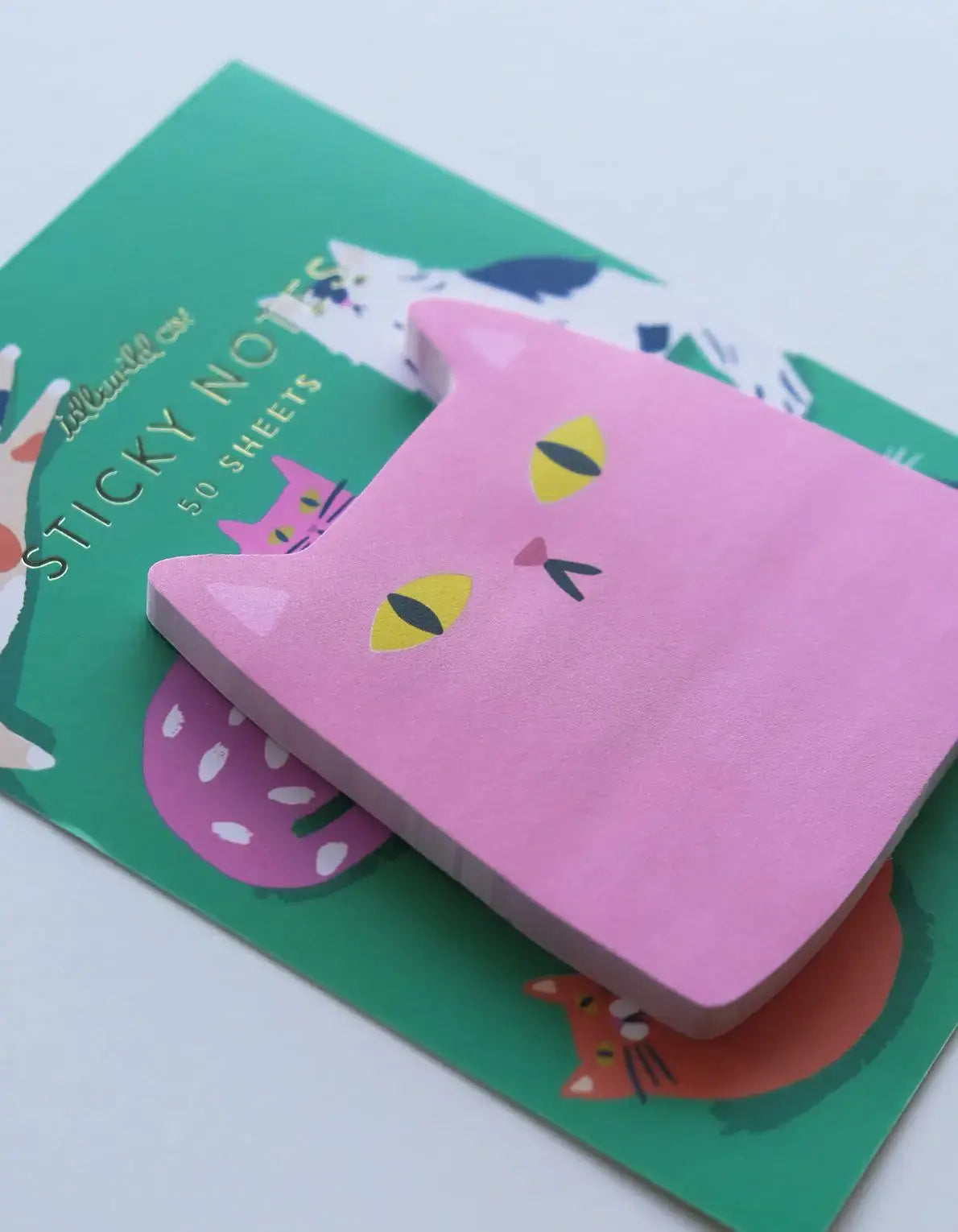 Pink Cat Die-Cut Sticky Note Pad