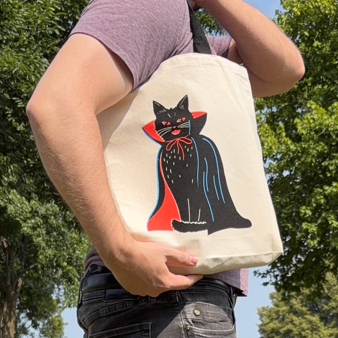 Vampire Cat - Neon Screenprinted Tote
