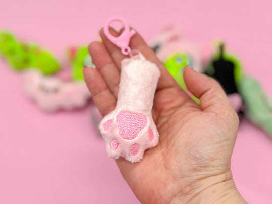 Plush Cat Paw Bag Charm Keychain – Kawaii Kitty Paw: Pink