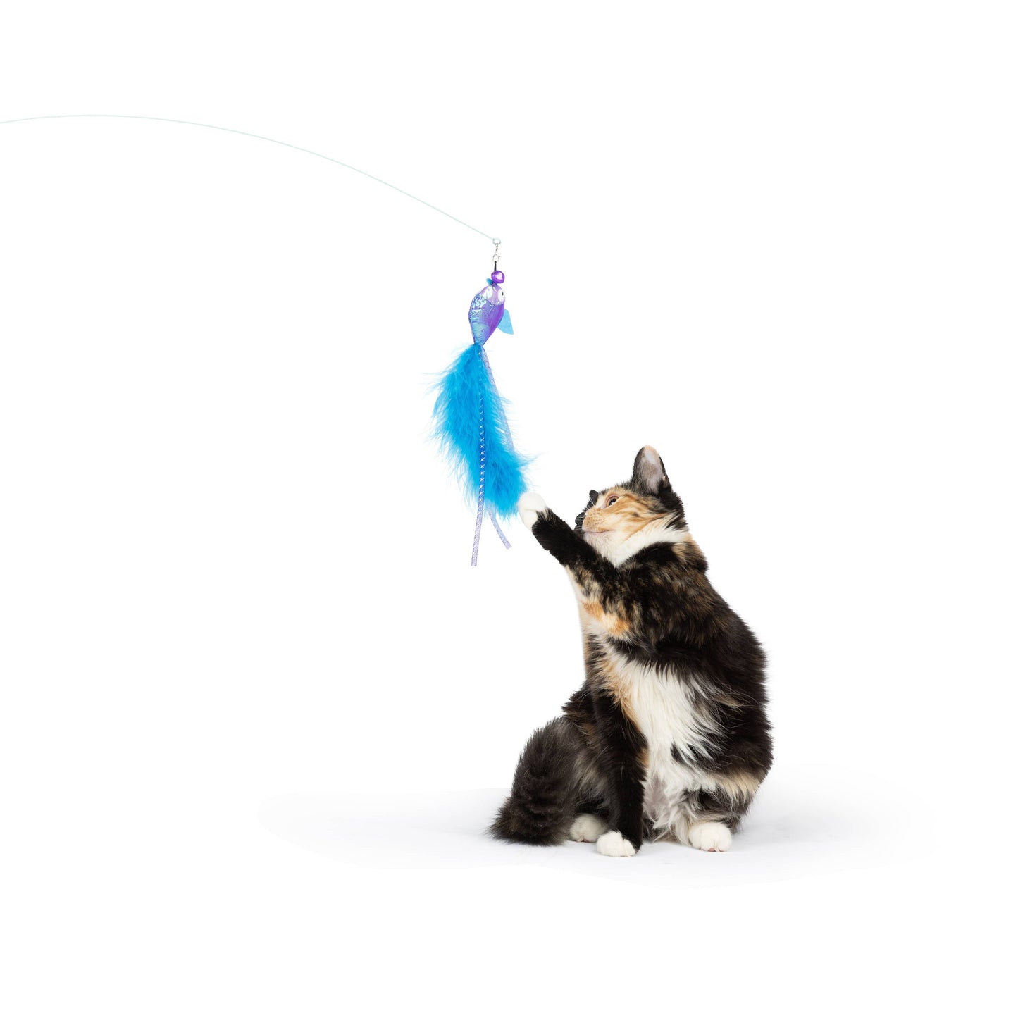 Purple Fishy Feather Teasers 2pk Refill Cat Toy: One Size