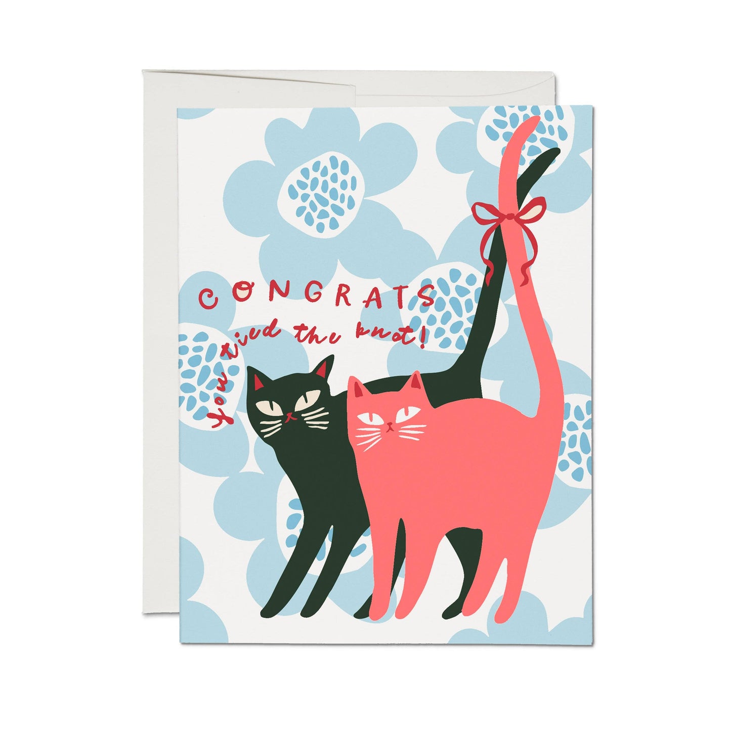 Tied Knot Cats Greeting Card-BLANK INSIDE