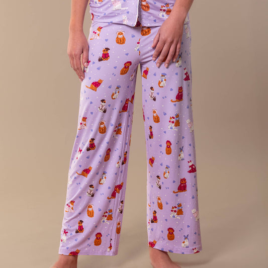 Cattitude Pajama Pants | Purple Kitty Cat PJ Bottoms