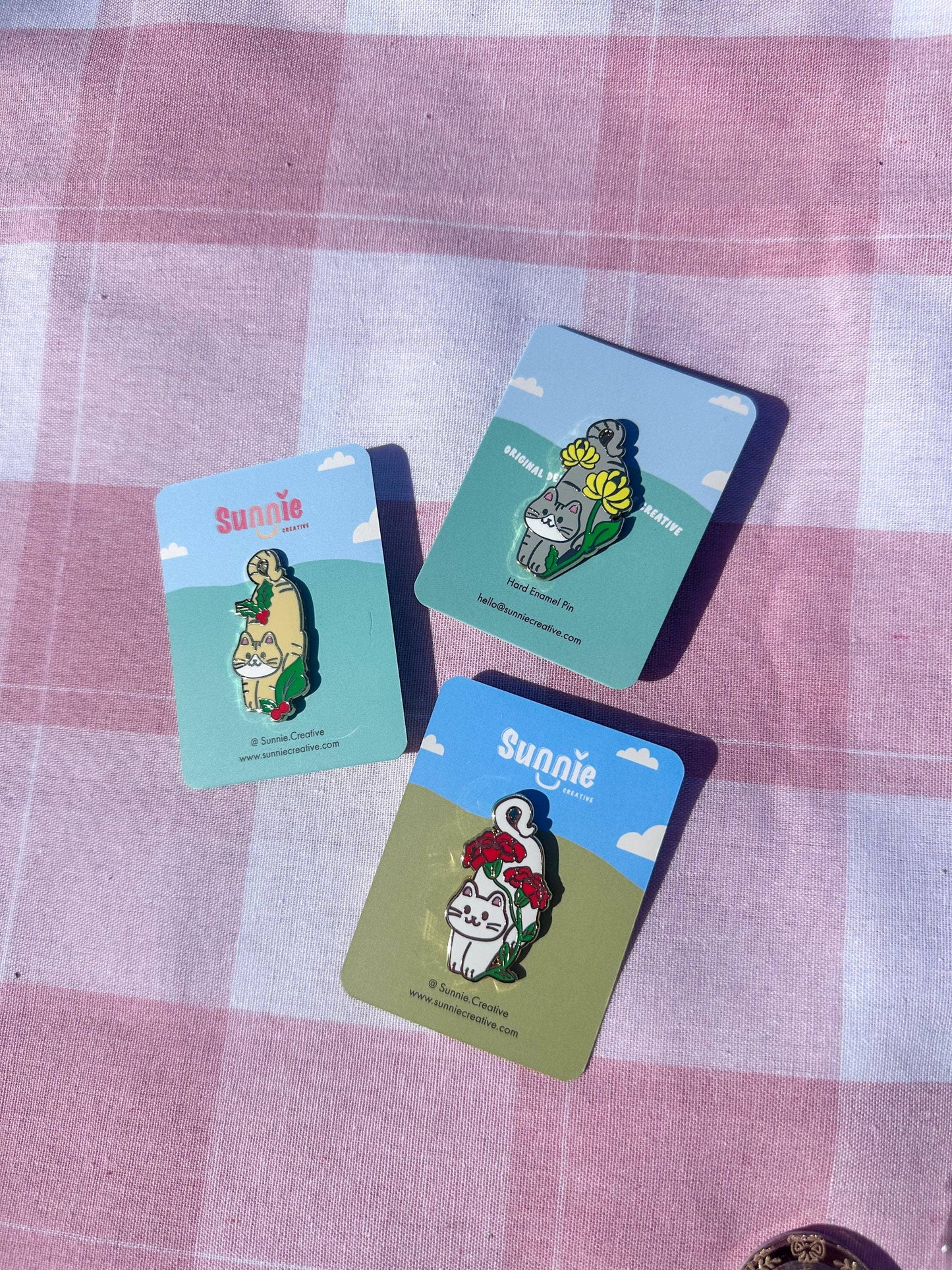 Birth Month Flower Cat Enamel Pin