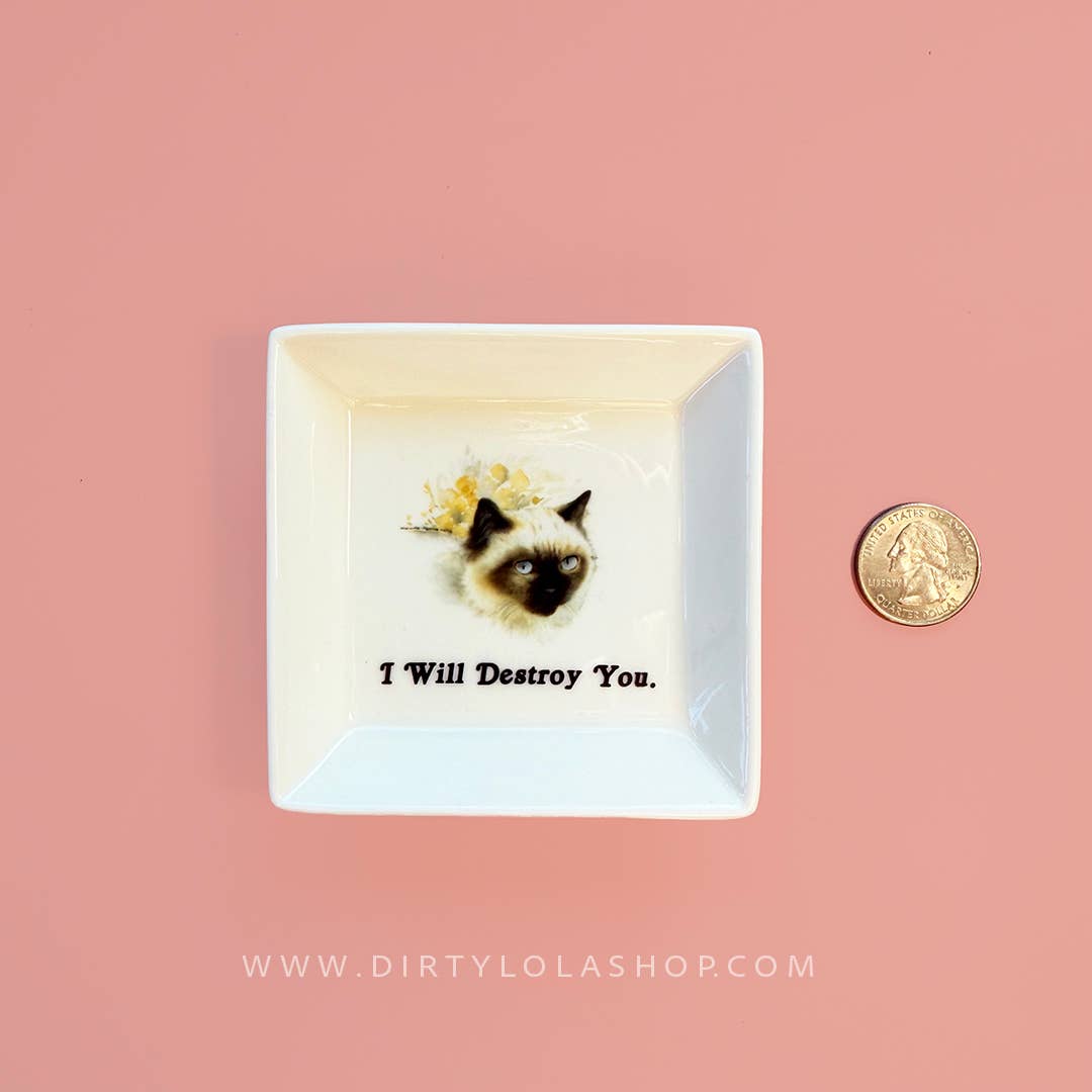 "I WILL DESTROY YOU." CAT TRINKET TRAY 