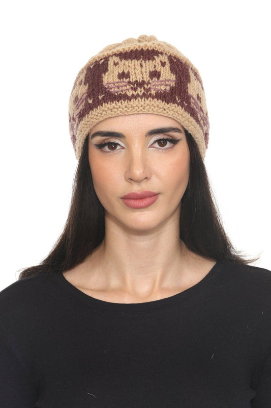 Kitty Cable Kint Hat: Brown / OS