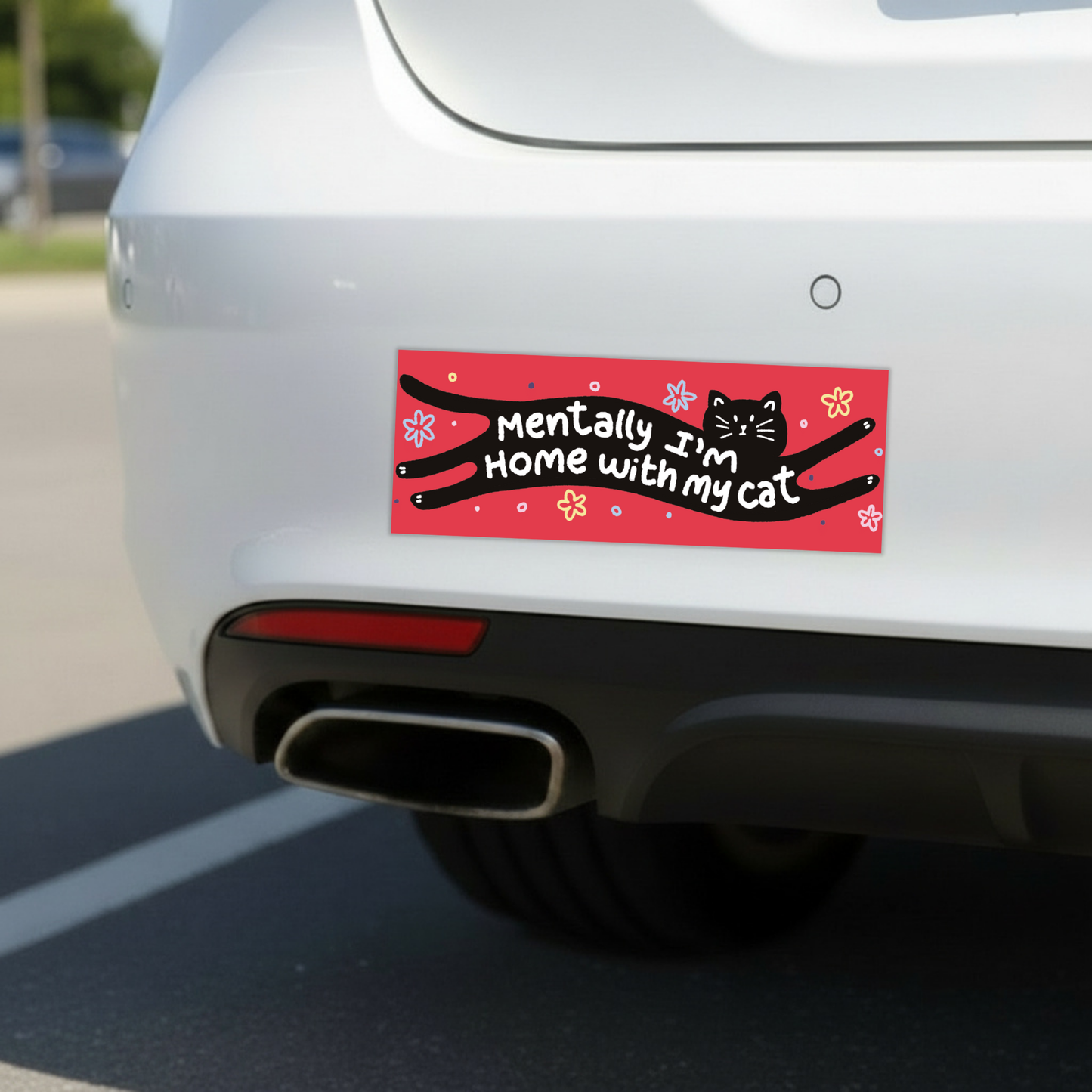 Mentally I'm Home With My Cat | Funny Car Magnet