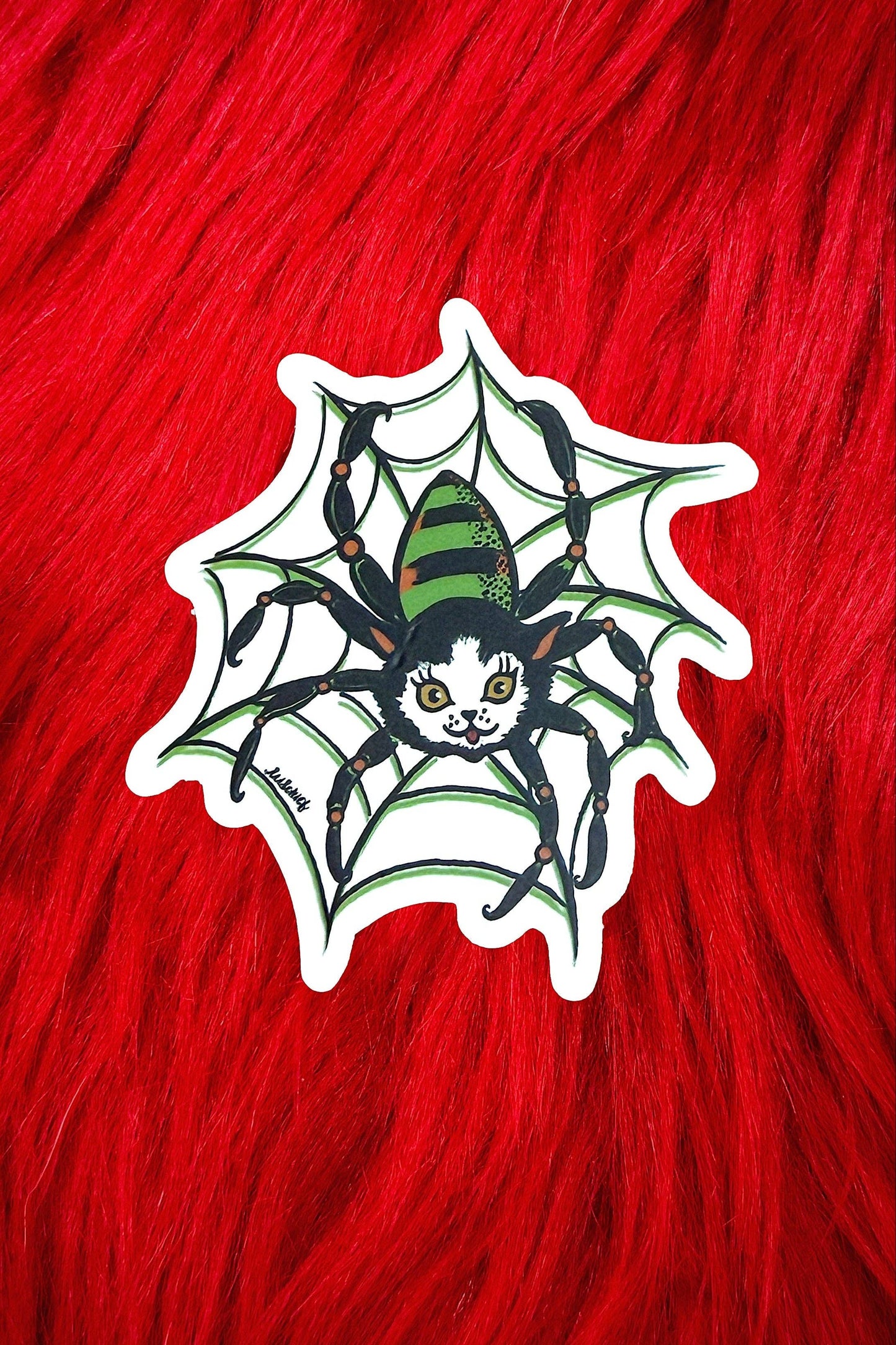 Web Walkin' Kitty sticker - Clear Sticker