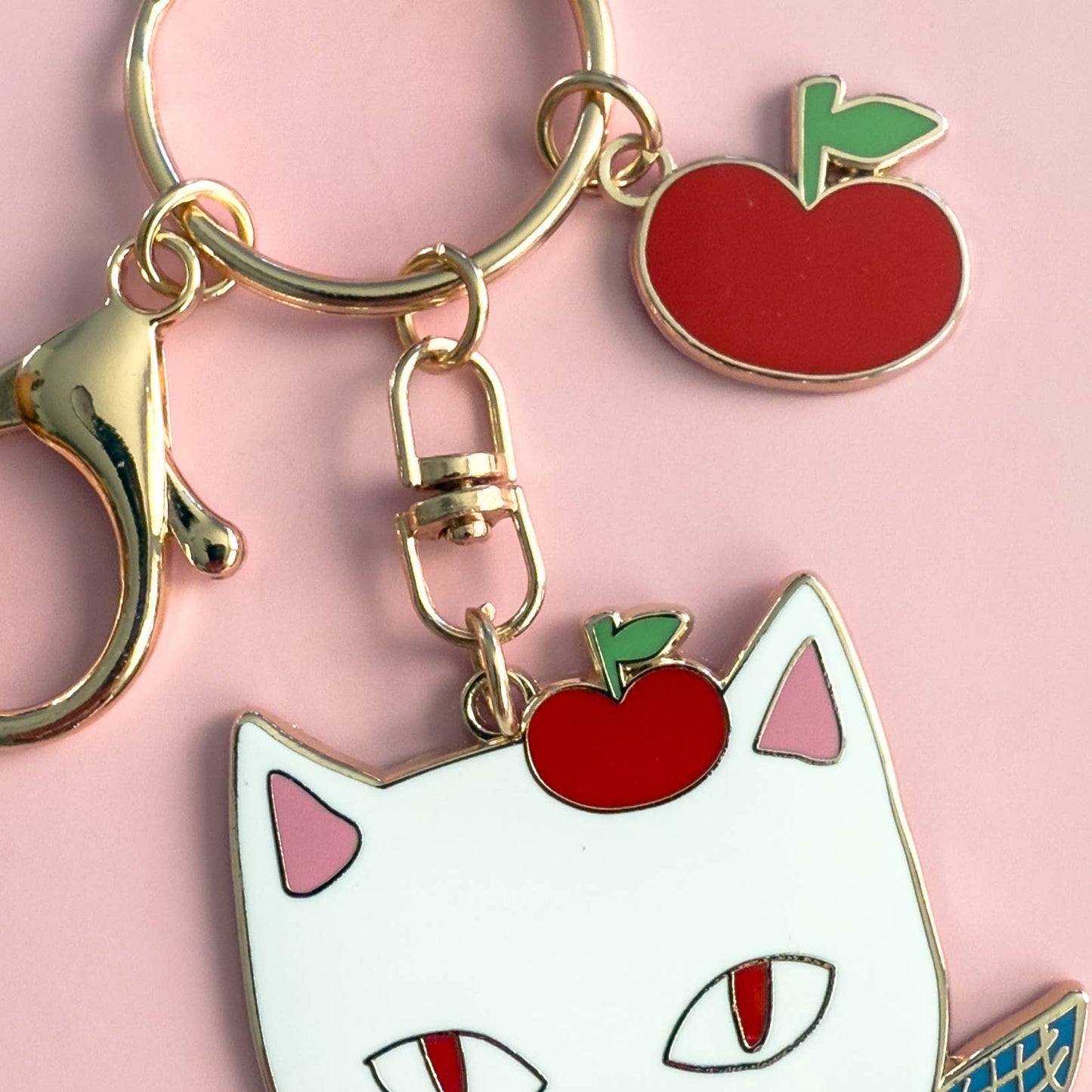 Apple Cat keychain Charm