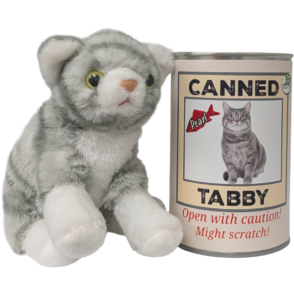 Canned Gray Tabby | Rescue Cat | Eco-Friendly Recycled Gift: Pop Top Lid