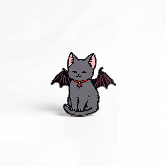 Grey Cat Bat Pin (Sketch Variant)