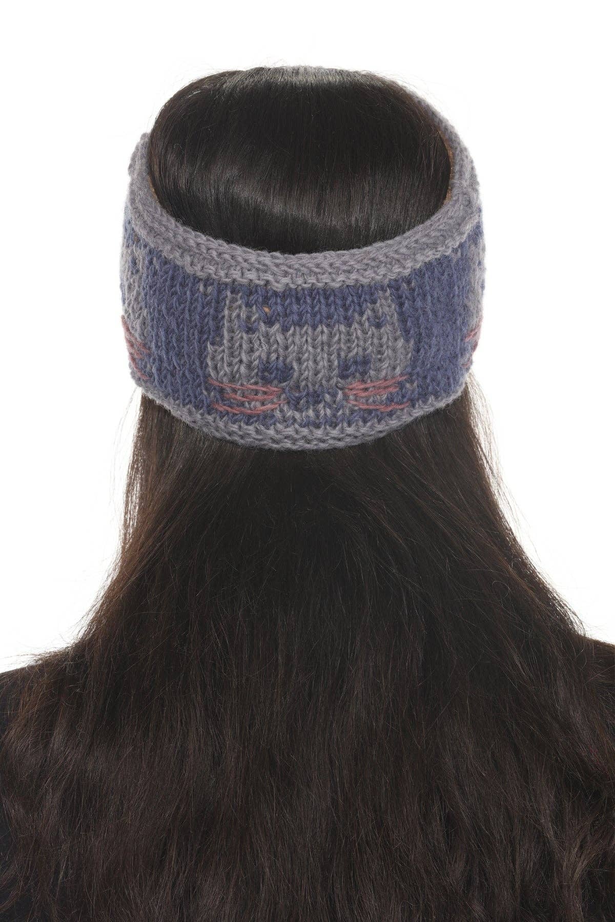 Kitty Knit Headband: Blue / OS