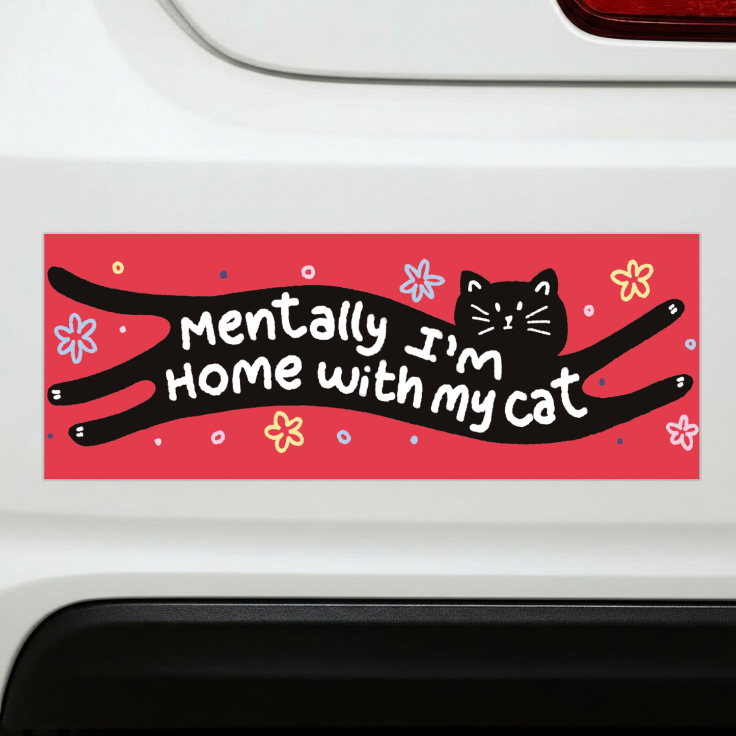 Mentally I'm Home With My Cat | Funny Car Magnet