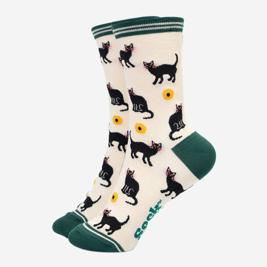 Women's Socks Cats and Sunflowers US Size 5-9