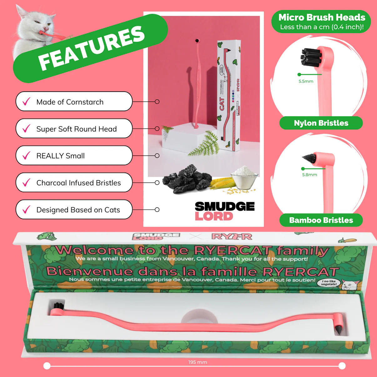 Dual Sided Cat Toothbrush - RYERCAT