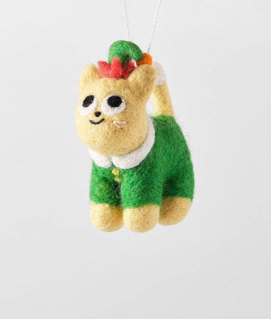 'Buddy' Elf Cat Hanging Felt Ornament