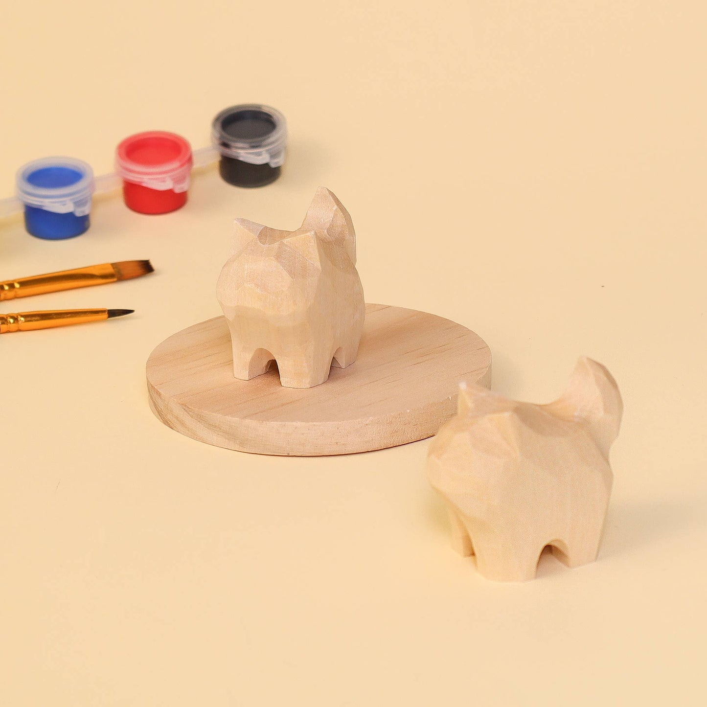 Hand-Carved Cat Painting Kit – Two Cats, Create a Keychain