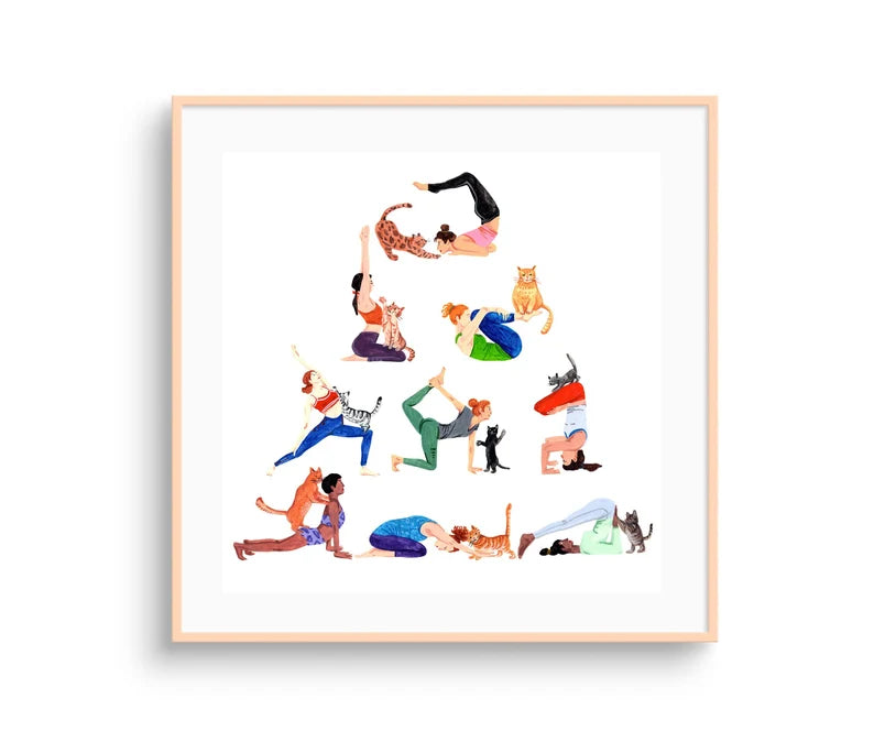 Cat Yoga Print I 5”x5”