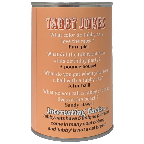 Canned Orange Tabby Cat | Stuffed Animal Cat Plush w/Jokes: Pop Top Lid