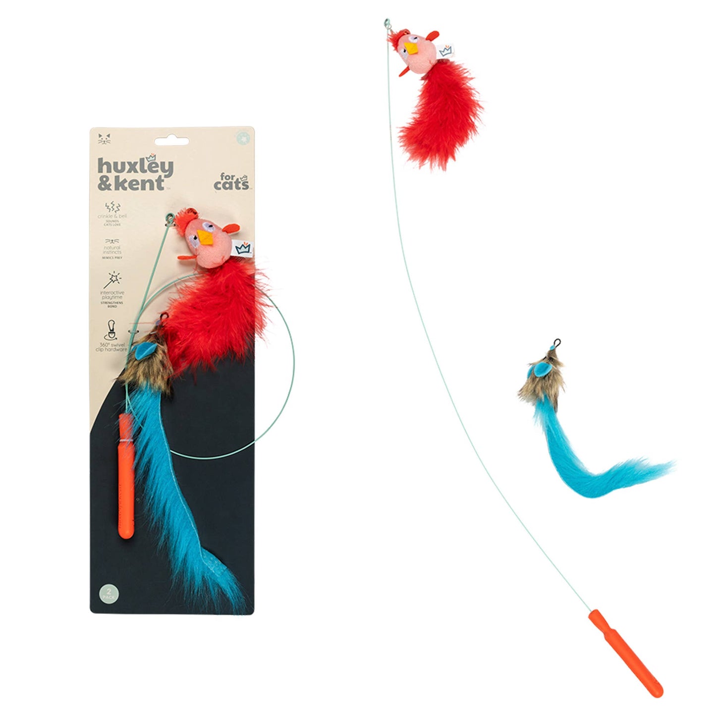 Wire Birdy & Mouse Wand Cat Toy: One Size