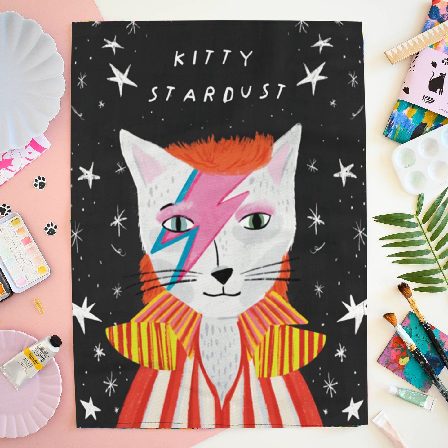 Kitty Stardust Cat Tea Towel