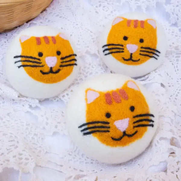 Orange Cool Cats Eco Wool Dryer Balls: With Bag