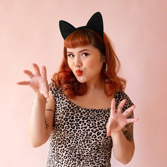 Luxe Cat Ears | Black Sparkle | Halloween