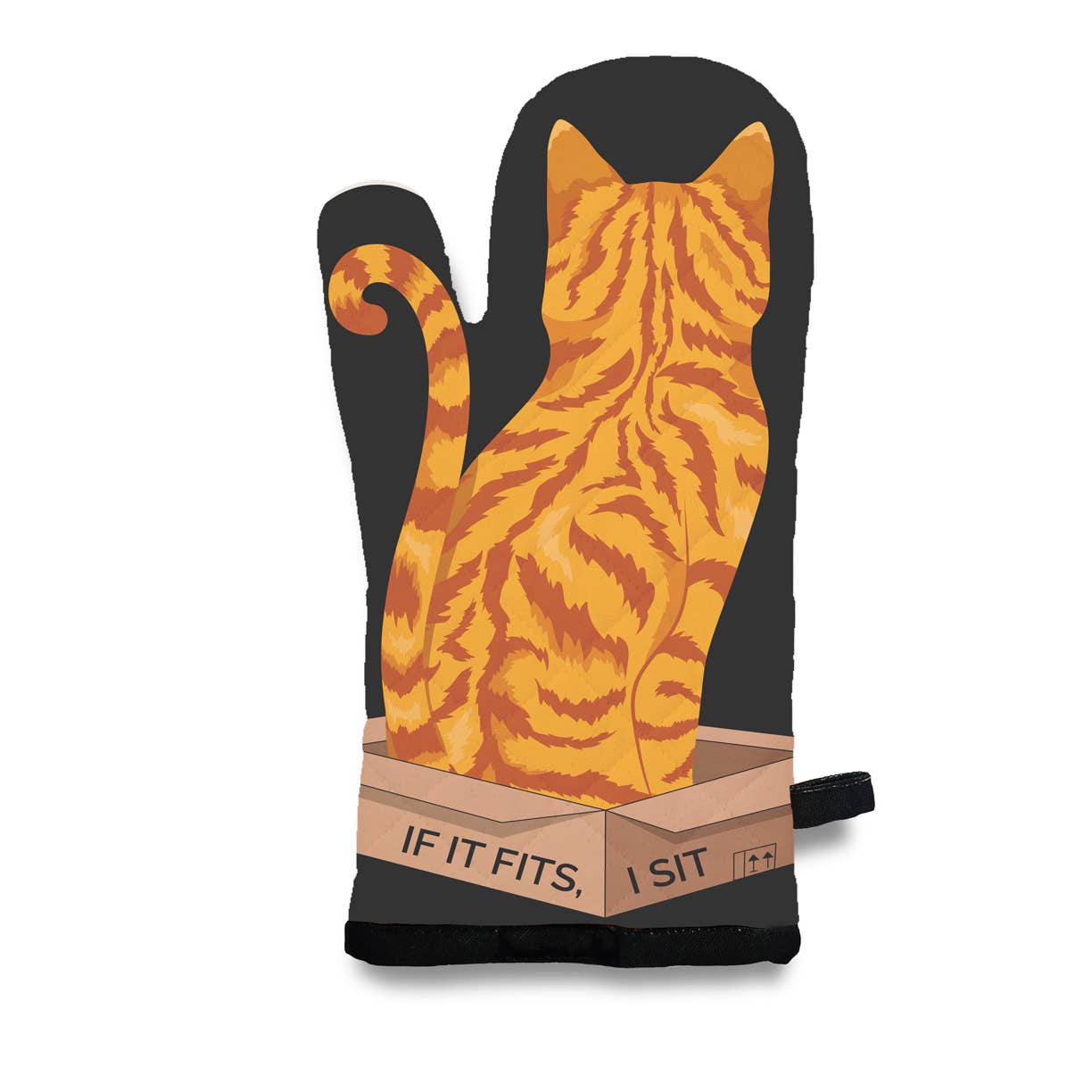 Orange Tabby Kitty Cat - If It Fits, I Sit Oven Mitt  