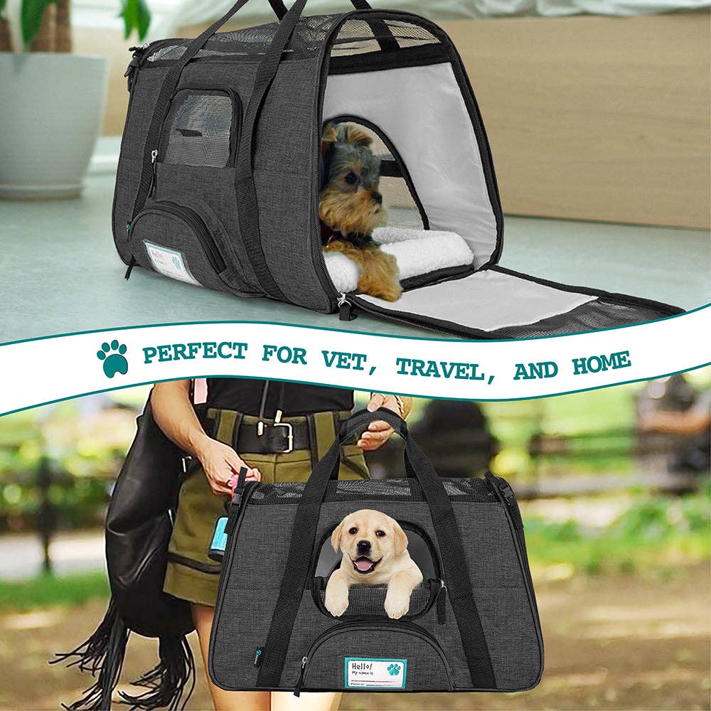 Heather Tote Bag Pet Carrier - Airline Approved: Heather Charcoal / Small - 17" x 10.2" x 11.2" (LxWxH)