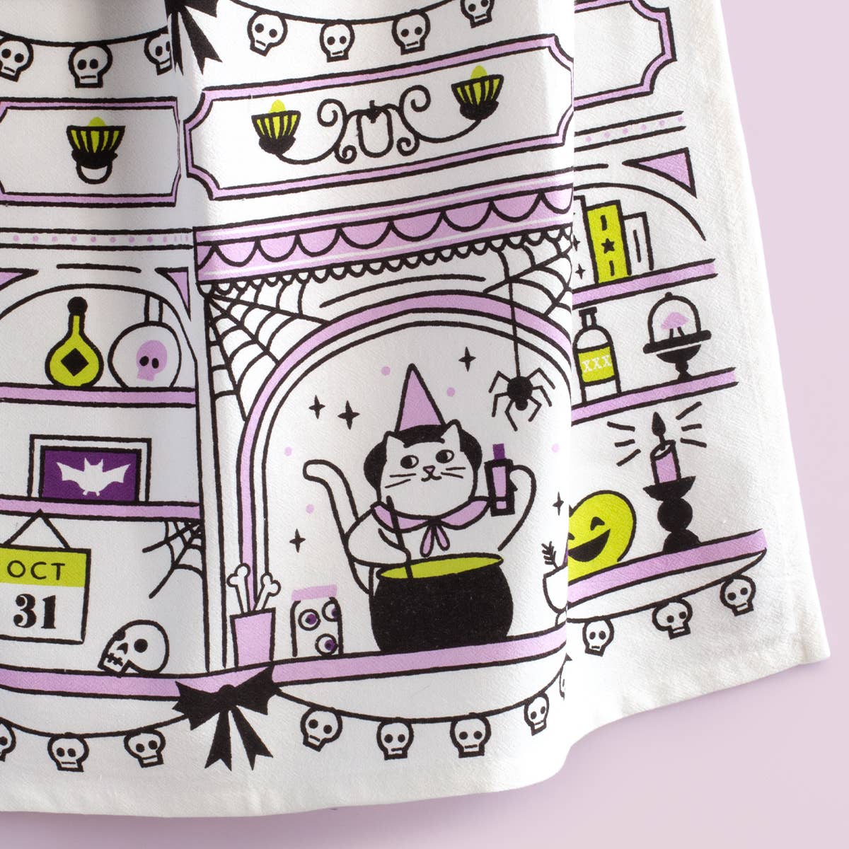 Cauldron Cat Tea Towel