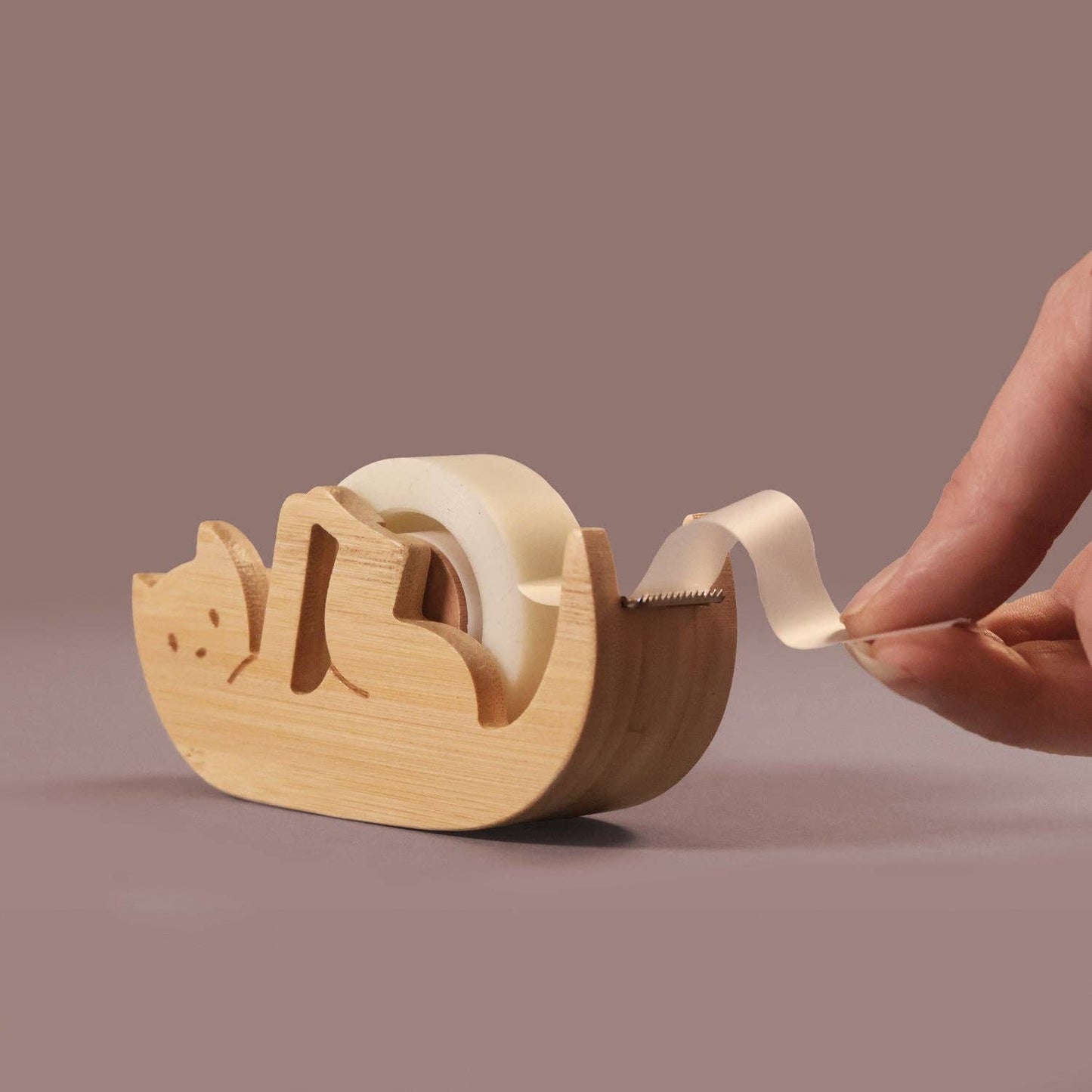 Kitty Sticky Tape Dispenser | Bamboo Desk Gift