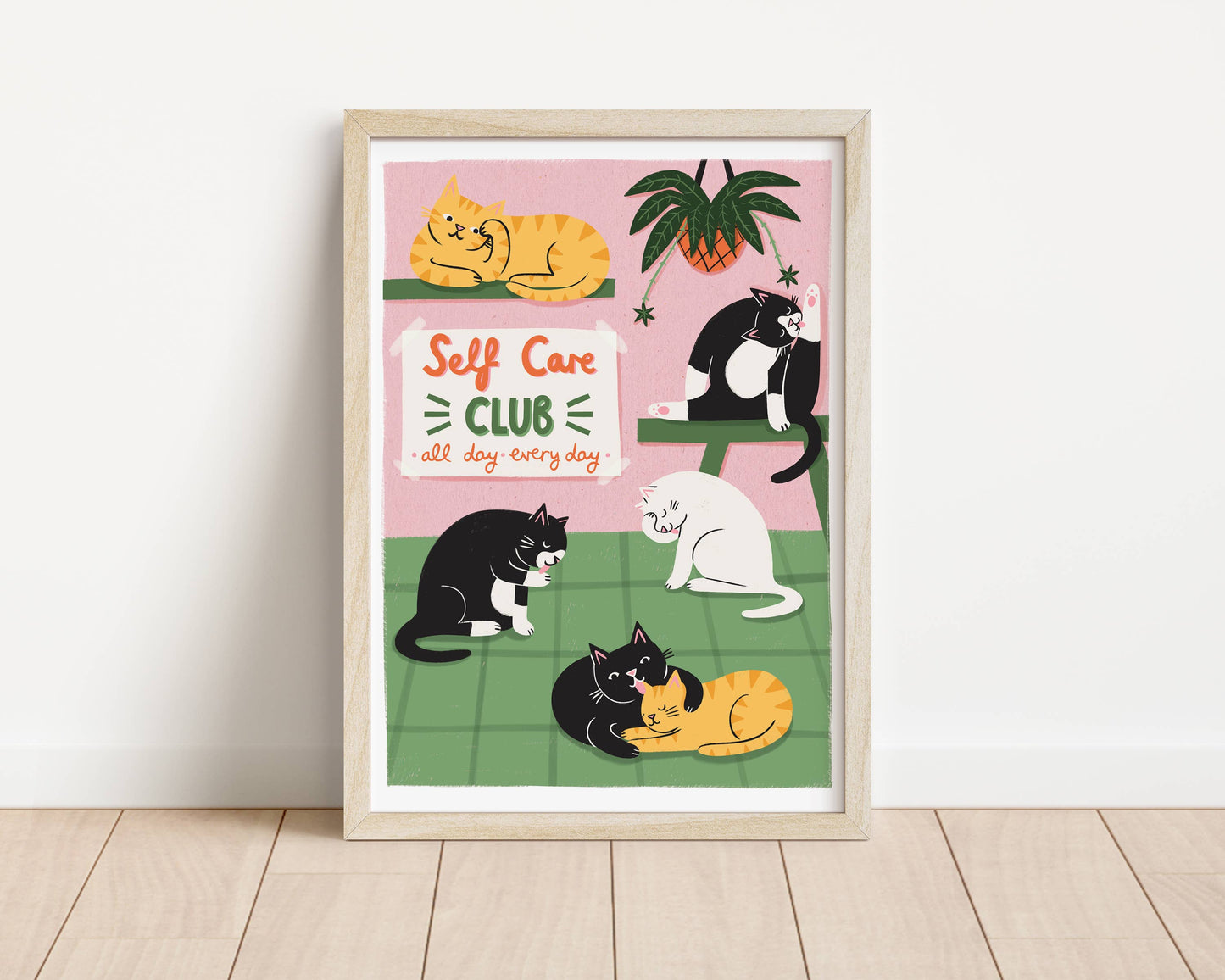 Self Care Club – Cat Illustration - A4 Art Print