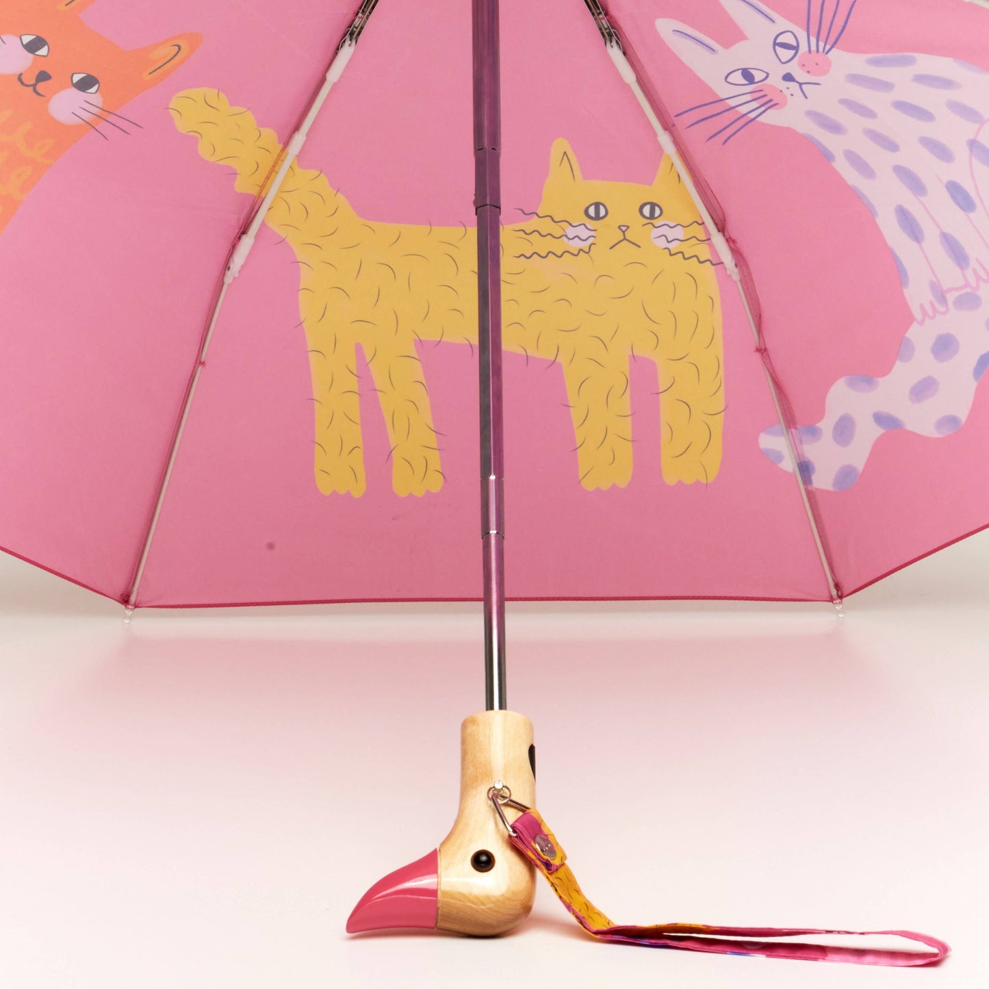 Fuchsia Arty Cats Duck Umbrella