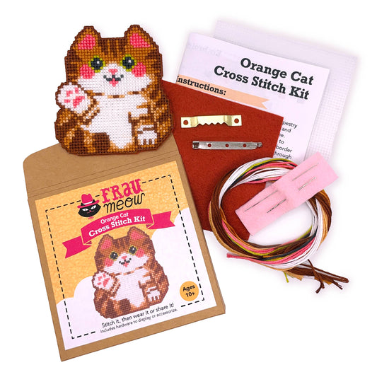 Orange Cat Cross Stitch Kit