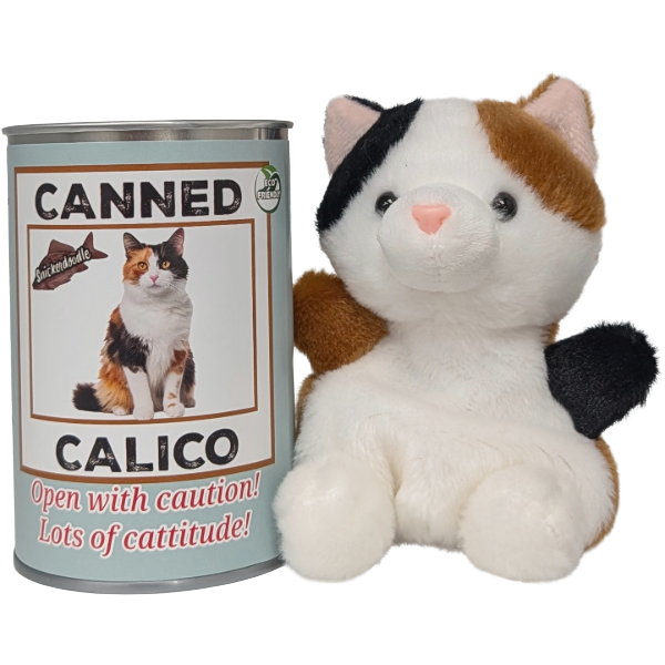 Canned Calico Cat | Stuffed Animal Cat Plush w/Jokes: Pop Top Lid